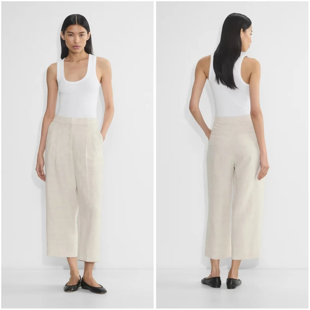 Aritzia Wilfred Cropped Effortless Pant Ecru 8 New